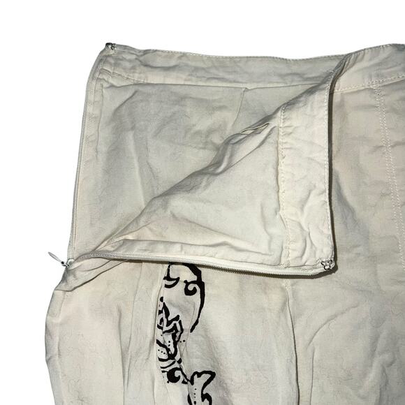 Venezia Womens A Line Layered Skirt Floral Print Cotton Cream Black Gold Size 18 - Picture 6 of 8